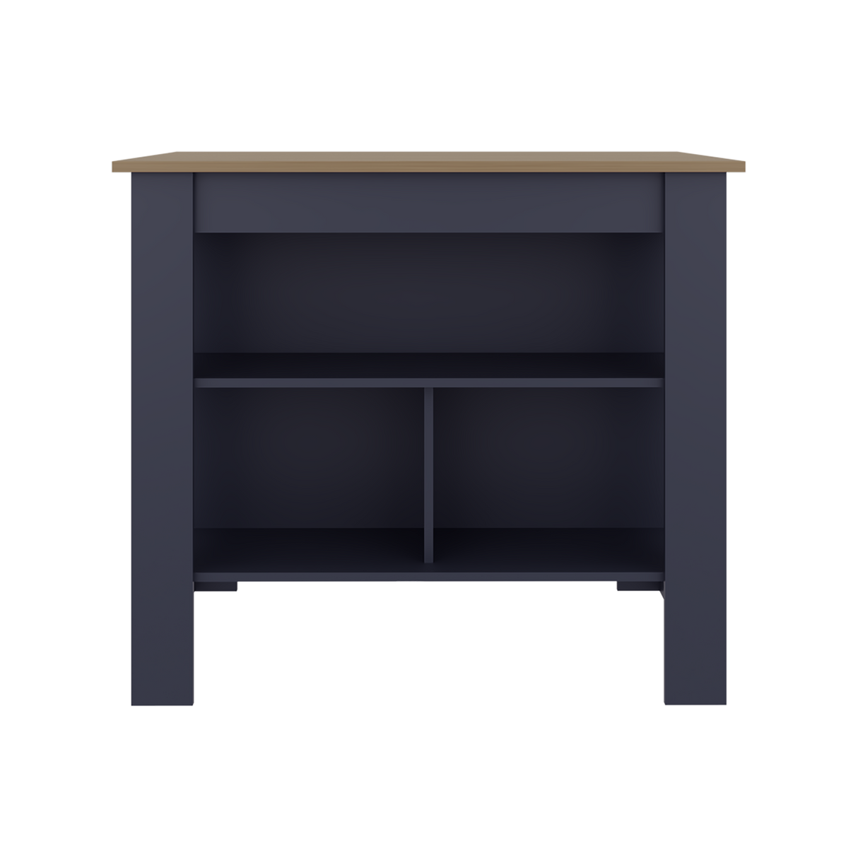 Isla de Cocina Cala Azul y Fresno Europeo 101.7x89.6cm con Dos Entrepaños y con Tres Compartimientos - BARRAS Y MUEBLES AUXILIARES | Bylmo