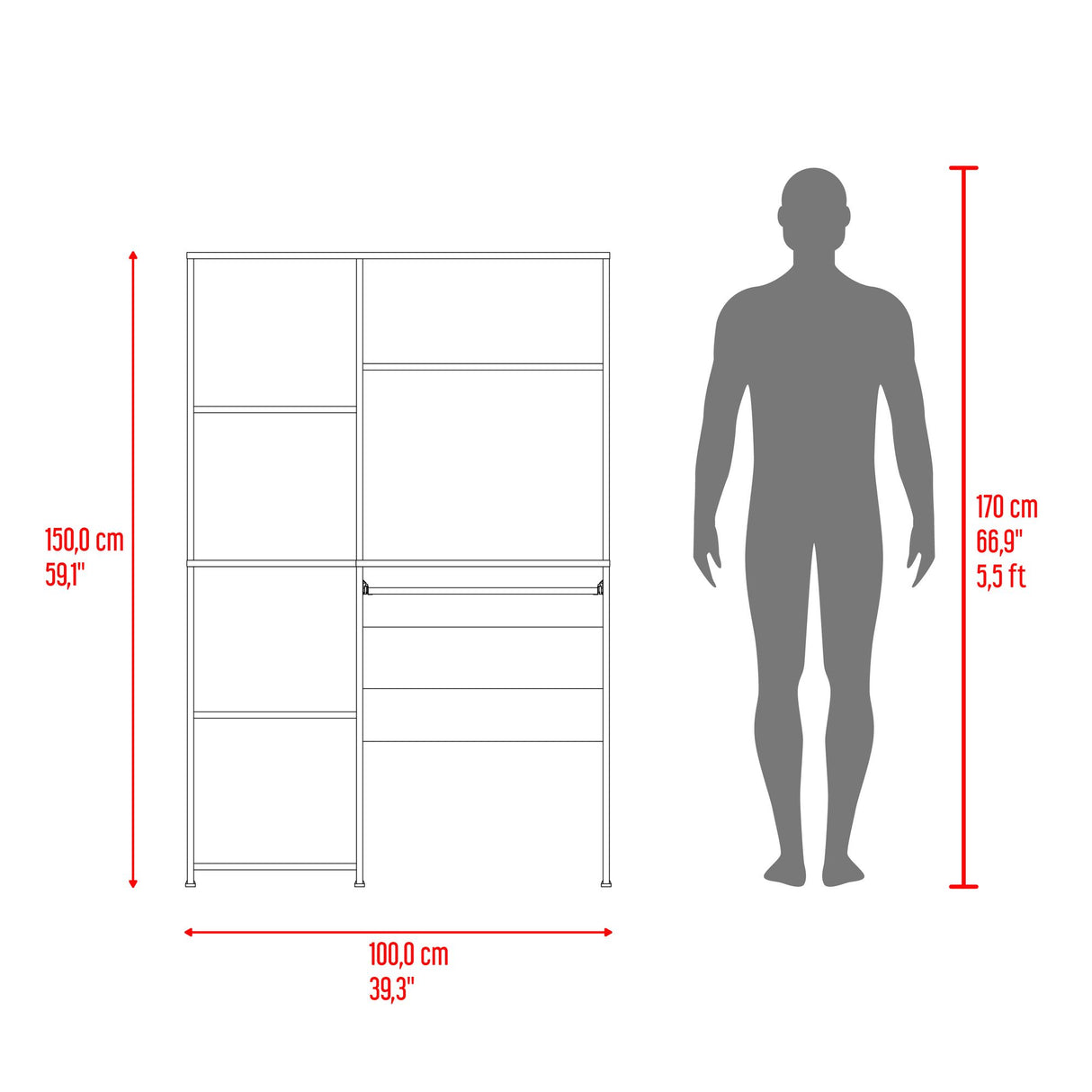 Centro de Computo Alden Eco Wengue 100x150cm con Organizador de Libros y sin Cajones - ESCRITORIOS | Bylmo