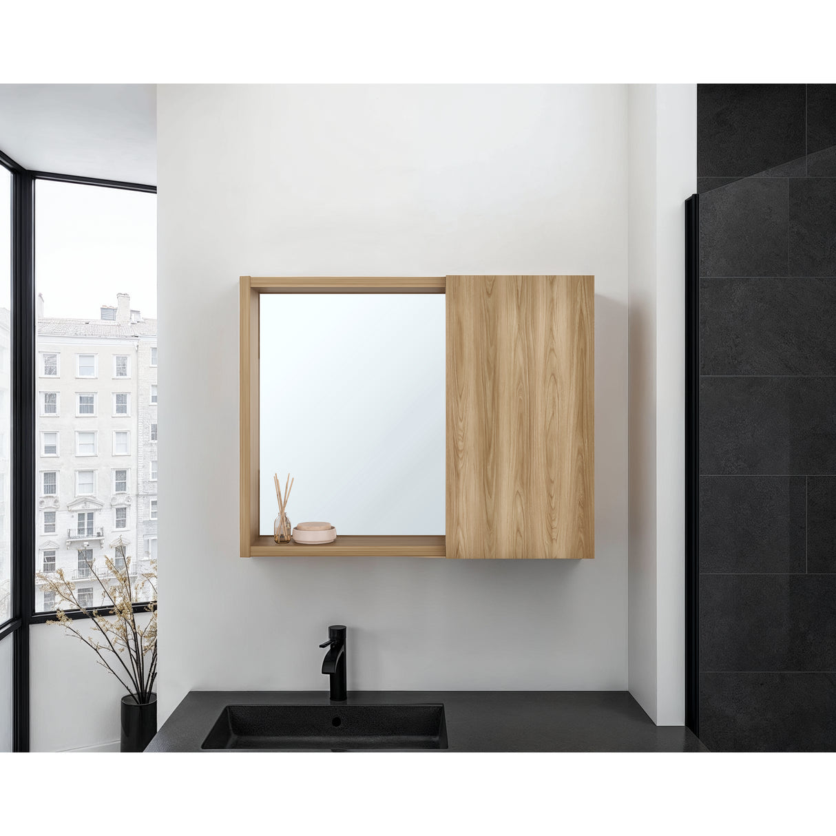 Gabinete de Baño Alessi Fresno 50.5x40.3cm con Espejo y con Un Entrepaño - GABINETES DE BANHO | Bylmo