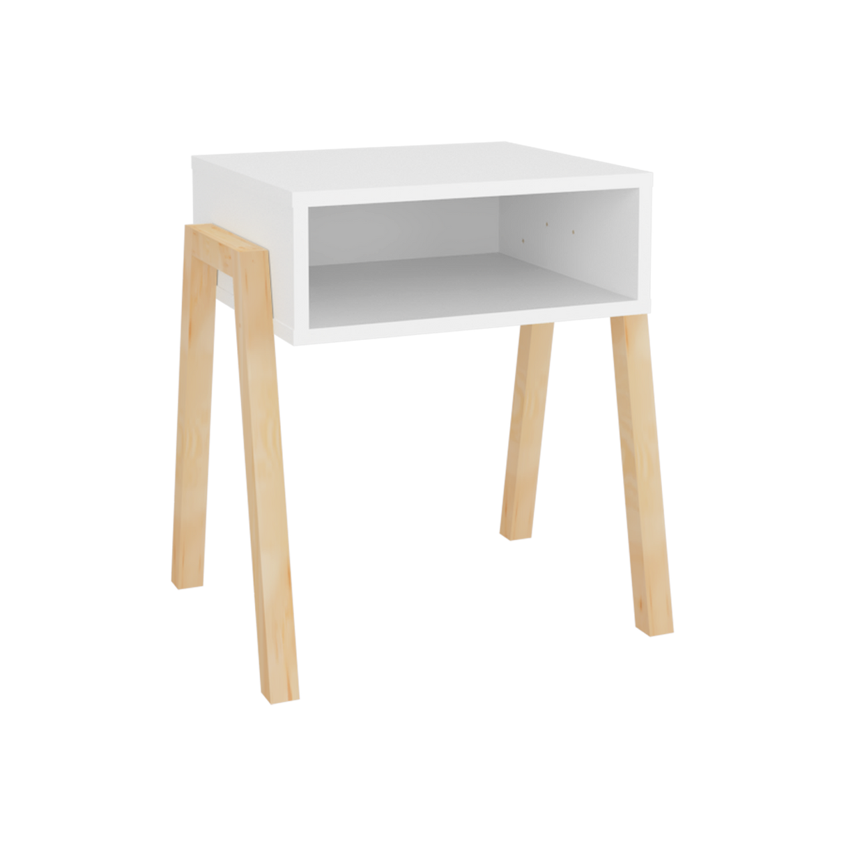 Mesa de Noche Pinetti Blanco 46x51cm con Un Compartimiento - MESAS DE NOCHE | Bylmo