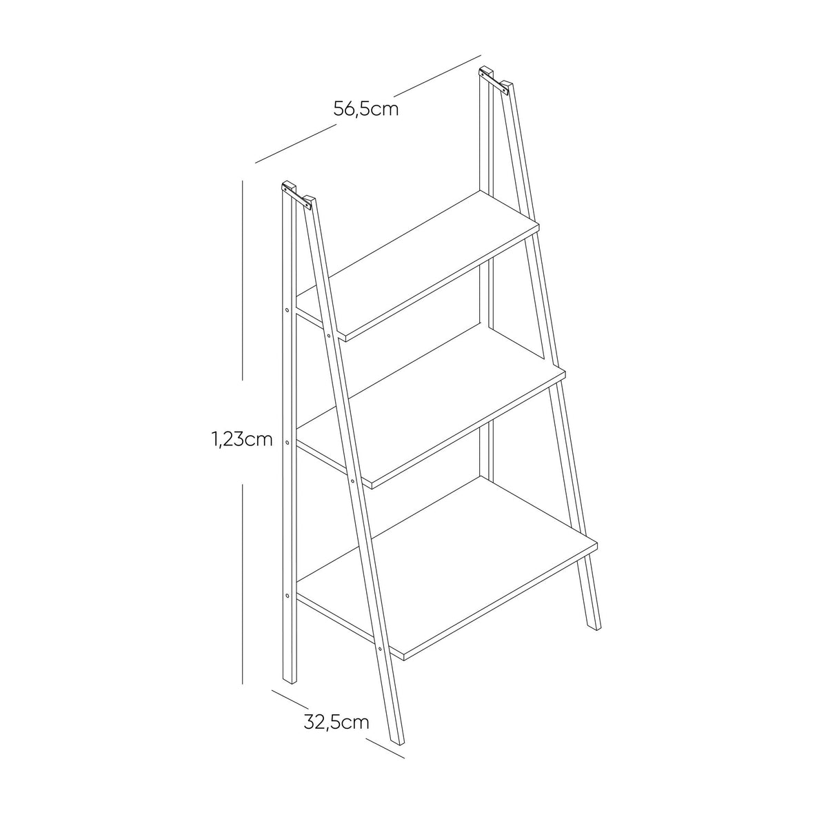 Estantería Alamo Rovere y Negro 52x120cm Triangular con Tres Entrepaños - BIBLIOTECAS Y ESTANTERIAS | Bylmo