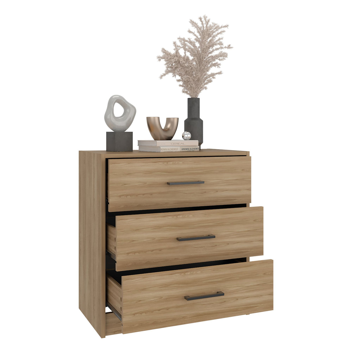 Cómoda Clay Fresno Europeo y Wengue 62.8x67.6cm de Tres Hileras con Tres Cajones - CAJONERAS Y COMODAS | Bylmo