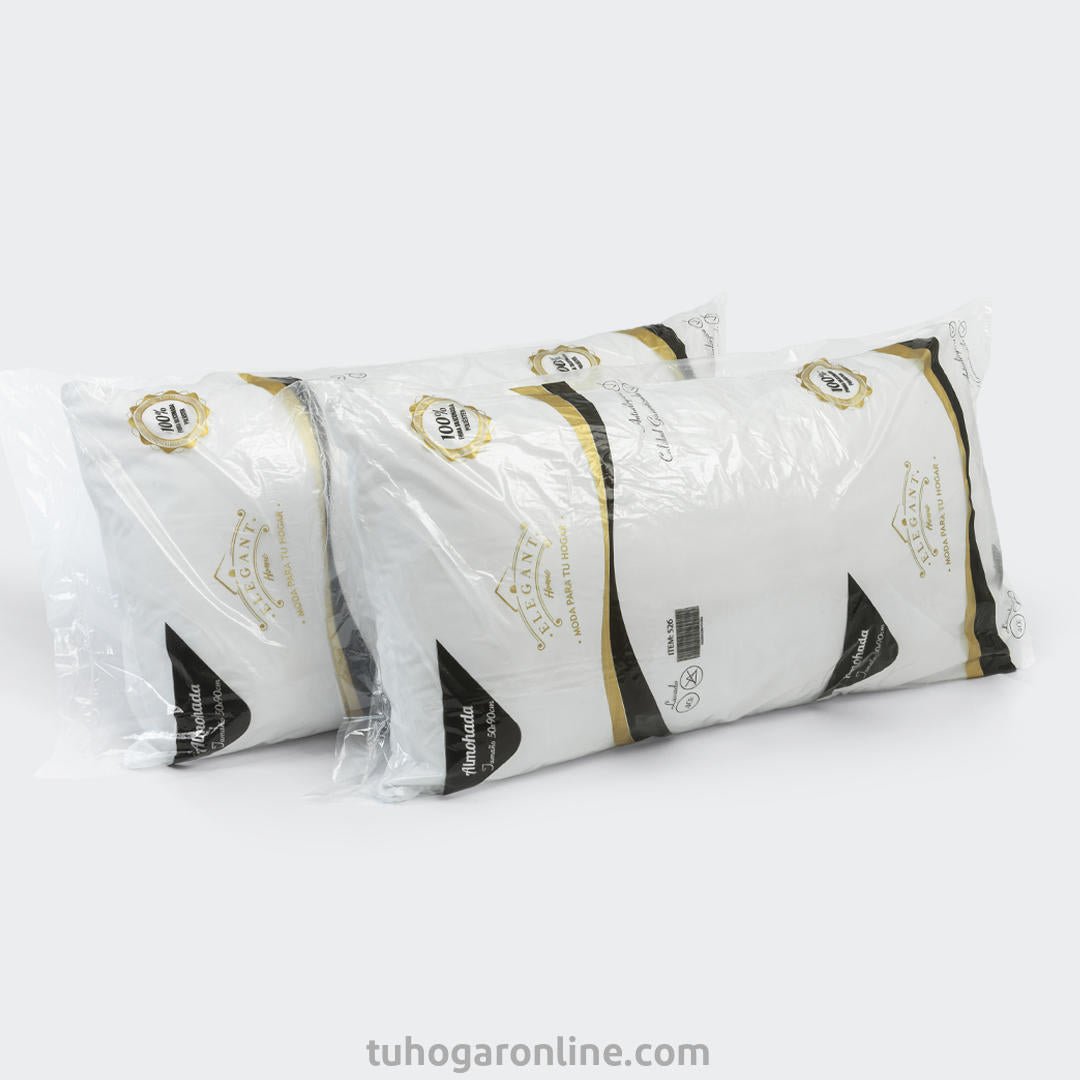 Combo 2 Almohadas Blanco 50x90cm de Fibra Siliconada Suave Para dormir Boca Arriba - ALMOHADAS | Bylmo