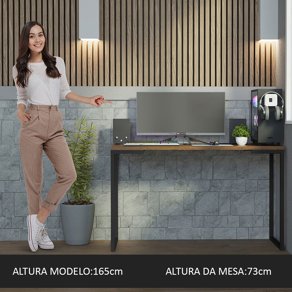 Escritorio Industrial Marron 120x73cm sin Cajones - ESCRITORIOS | Bylmo