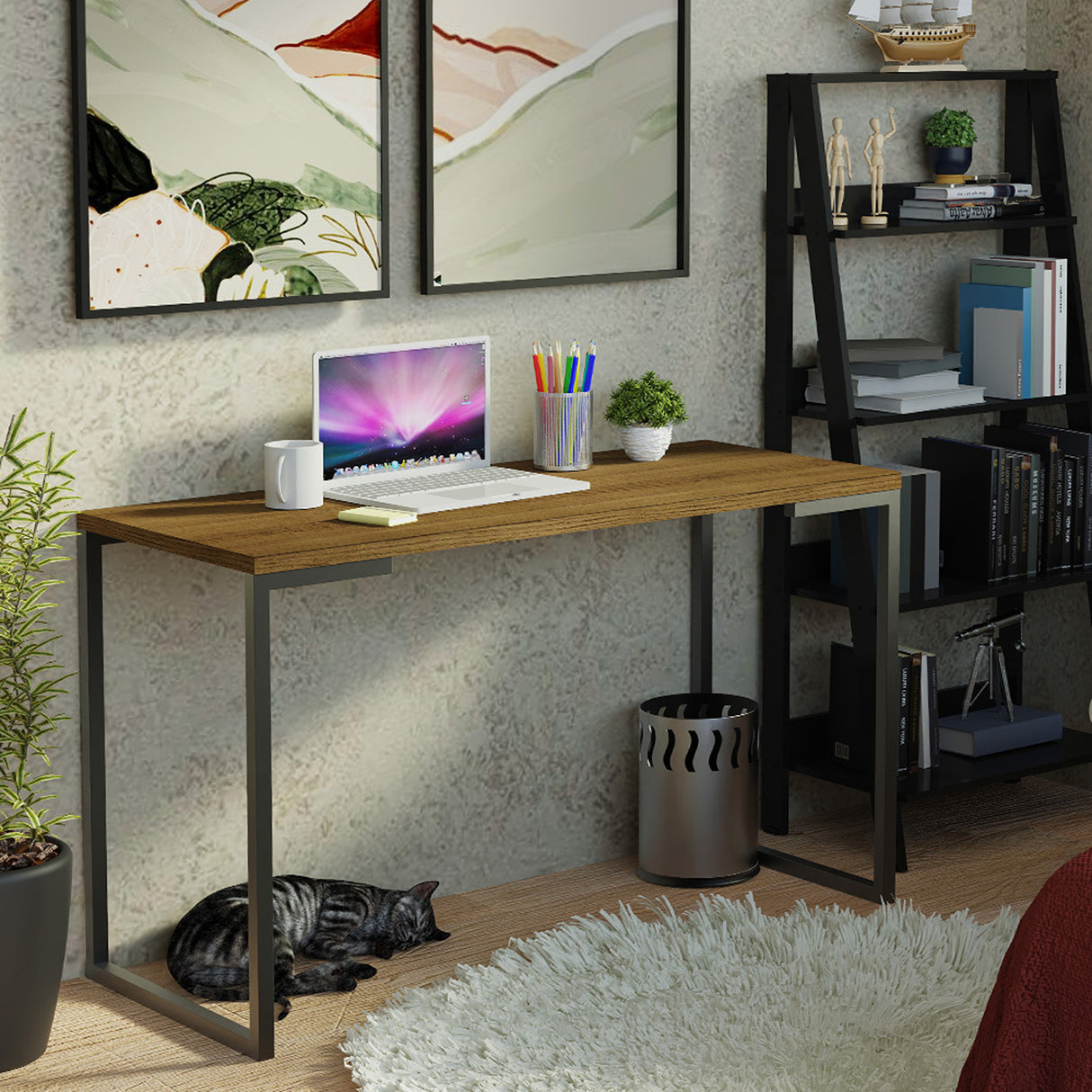 Escritorio Industrial Marron 120x73cm sin Cajones - ESCRITORIOS | Bylmo