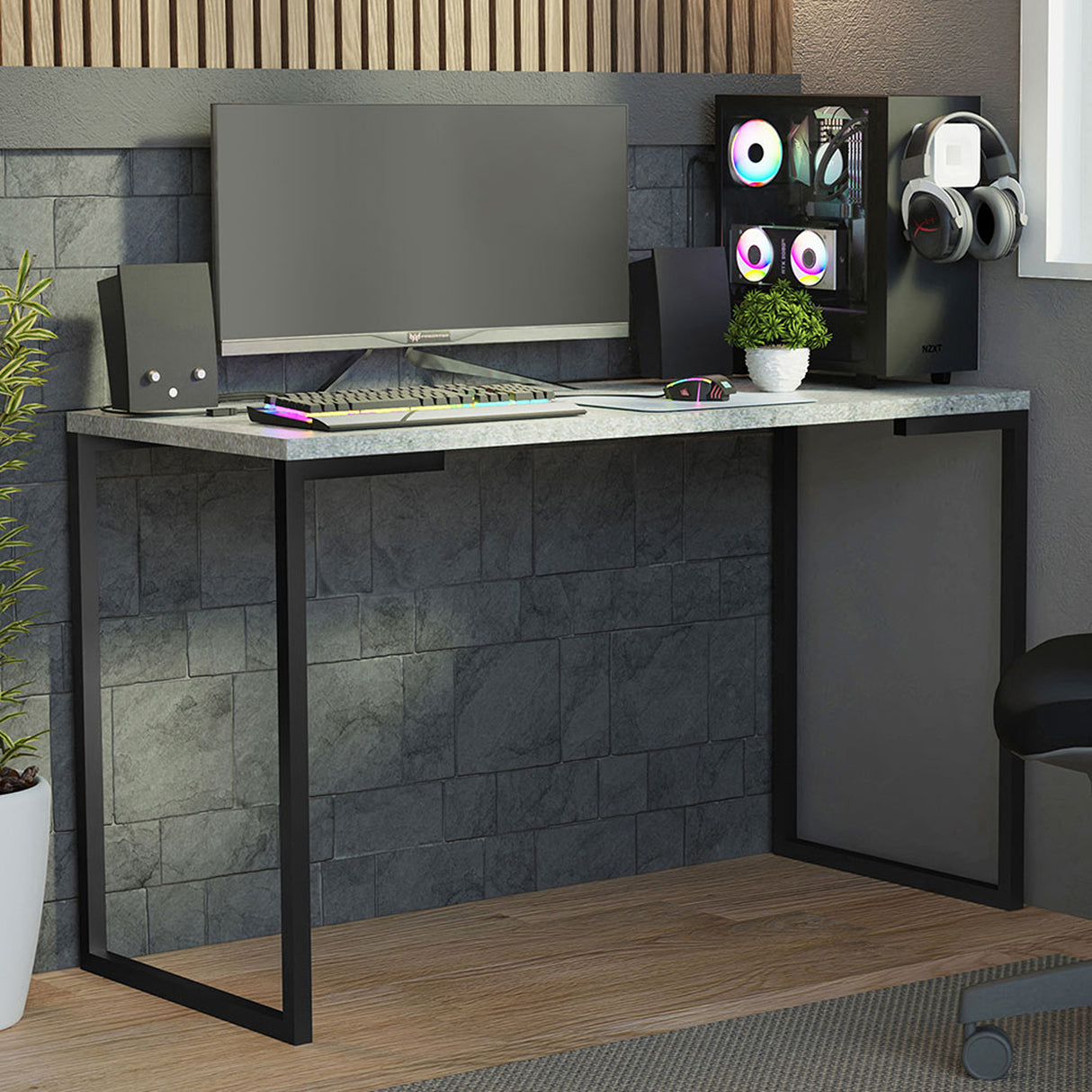 Escritorio Industrial Gris 120x73cm sin Cajones - ESCRITORIOS | Bylmo