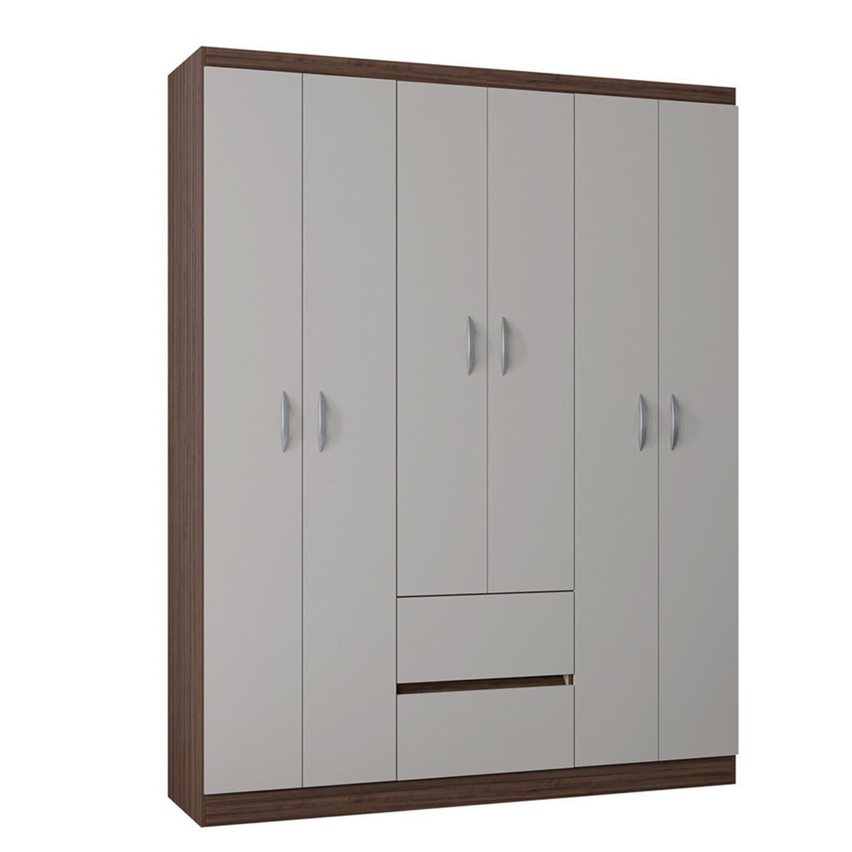 Closet Lisboa Chocolate y Blanco 147x183cm con Dos Cajones y con Seis Puertas - CLOSETS | Bylmo