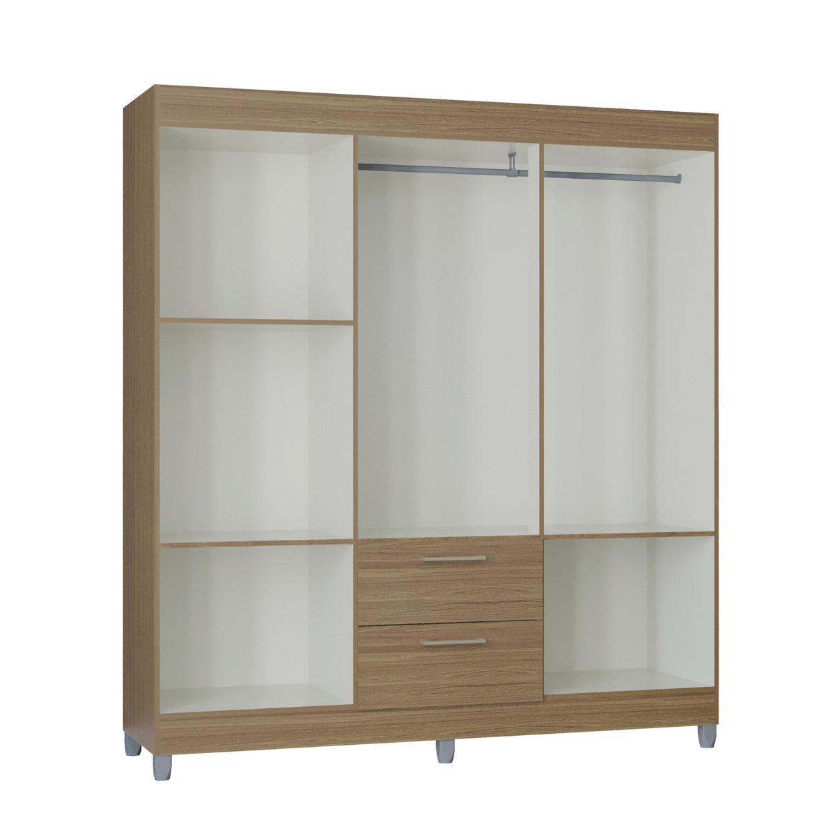 Closet Avila Castaño 164x190cm con Dos Cajones y con Seis Puertas - CLOSETS | Bylmo