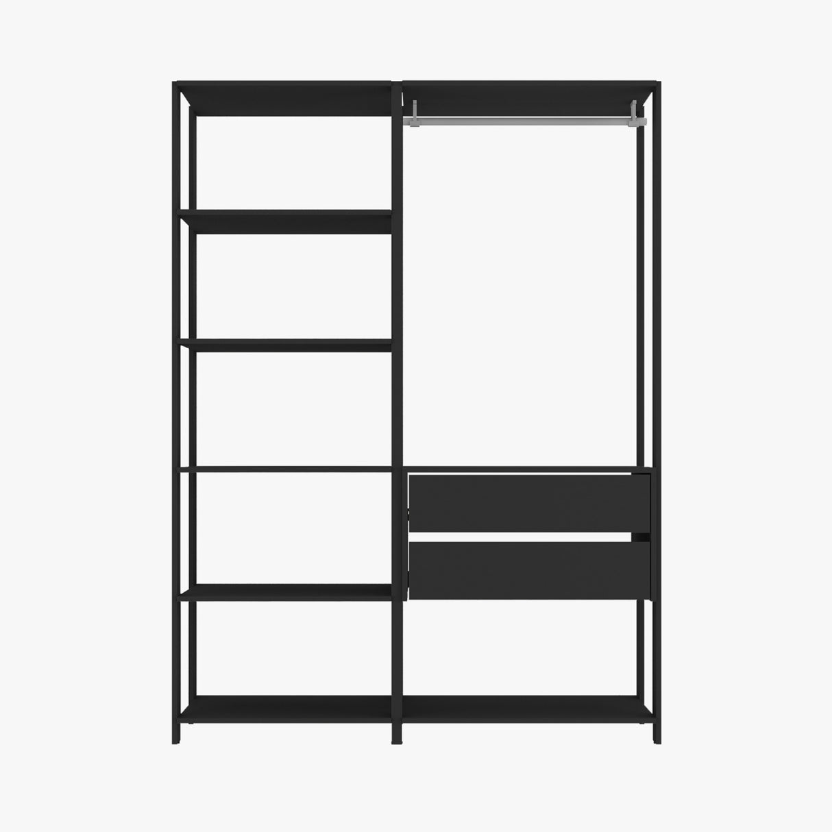 Closet Abierto Negro 136x183cm con Dos Cajones - CLOSETS | Bylmo