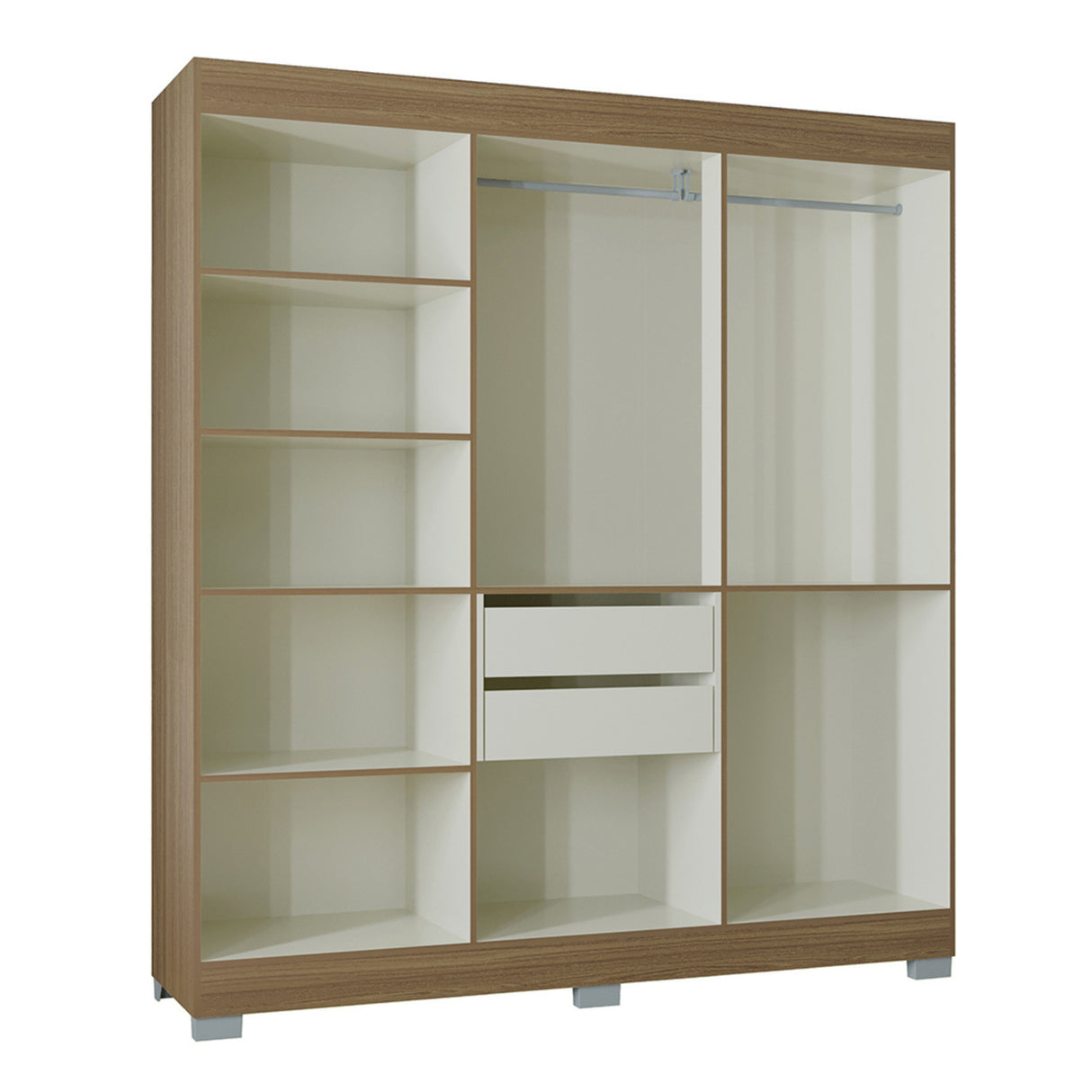 Closet Barcelona Castaño 180x200cm con Dos Cajones y con Seis Puertas - CLOSETS | Bylmo