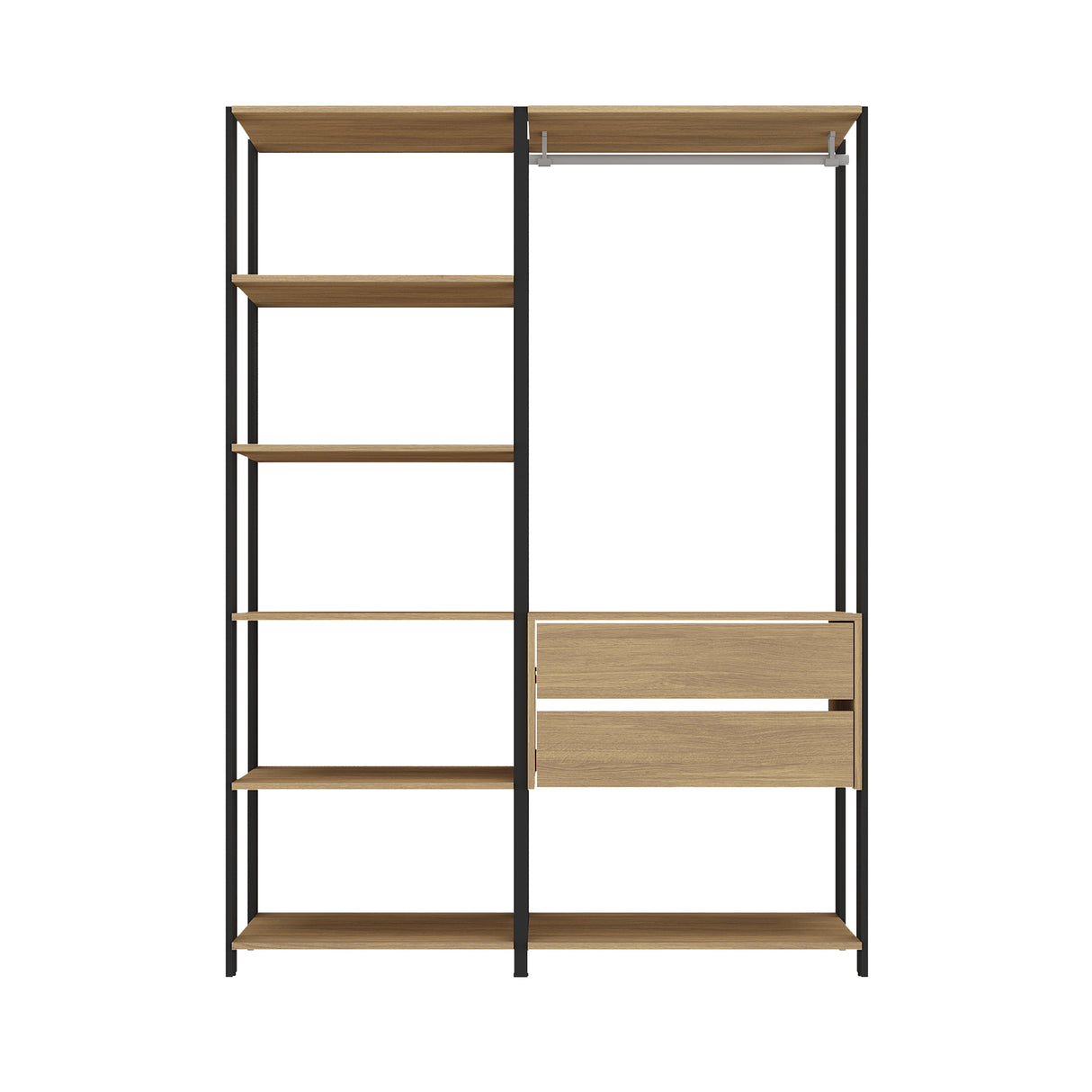 Closet Abierto Castaño 136x183cm con Dos Cajones - CLOSETS | Bylmo