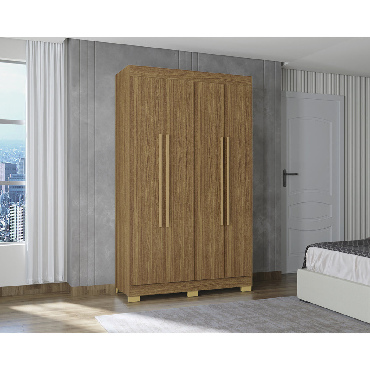 Closet Barcelona Castaño 120x202cm con Dos Cajones y con Cuatro Puertas - CLOSETS | Bylmo