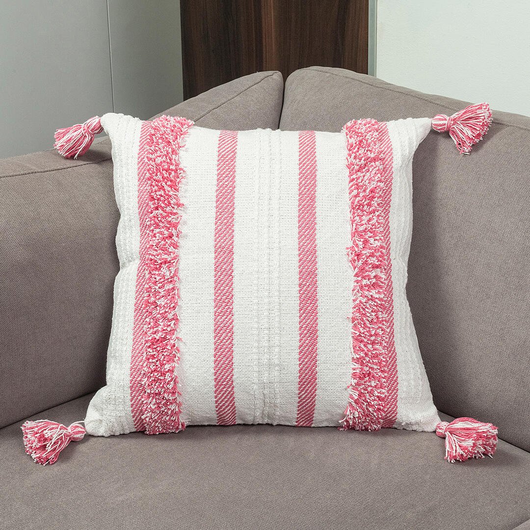 Funda de Cojín Artisan Rosado 45x1cm Cuadrado de Lineas - FUNDAS DE COJINES | Bylmo