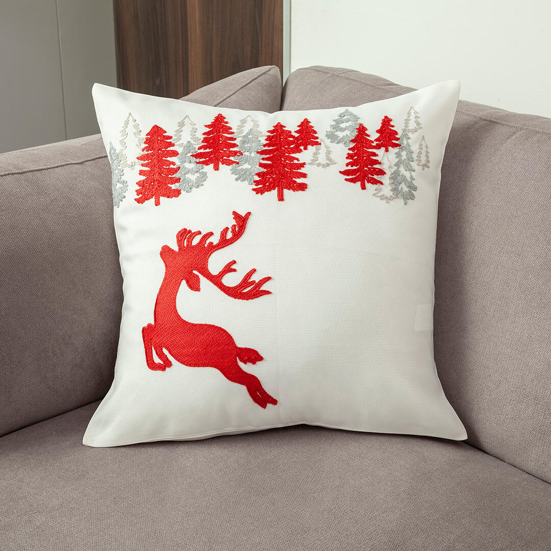 Set X 2 Fundas de Cojín Navideño Blanco 45x1cm Cuadrado de Renos - FUNDAS DE COJINES | Bylmo