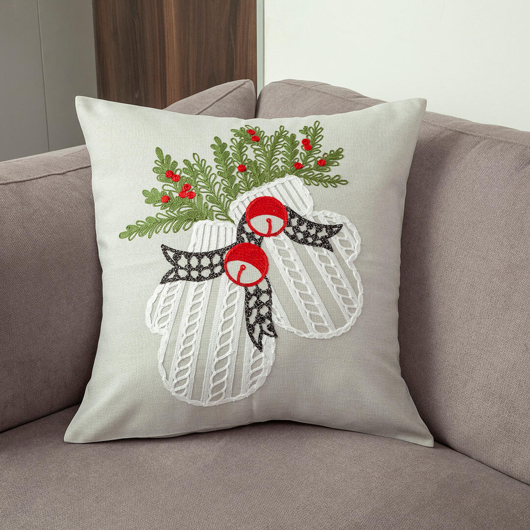 Set X 2 Fundas de Cojín Navideño Gris 45x1cm Cuadrado de Navidad - FUNDAS DE COJINES | Bylmo
