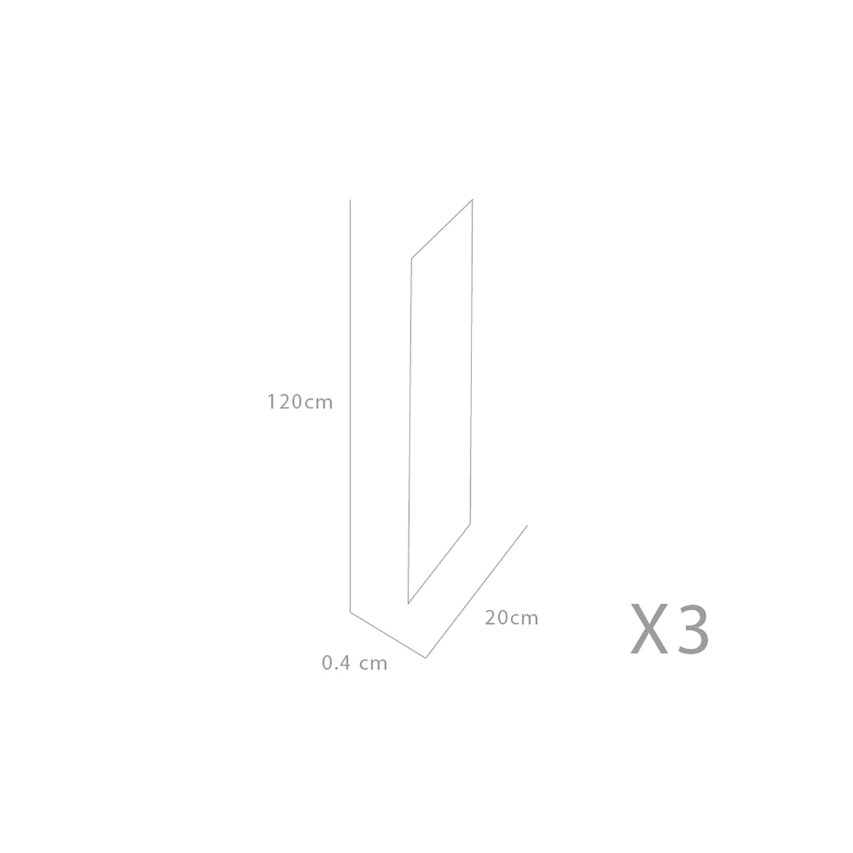 Set X 3 Espejos de pared Ottawa Gris 20x120cm Asimétrico sin Marco - ESPEJOS DE PARED | Bylmo