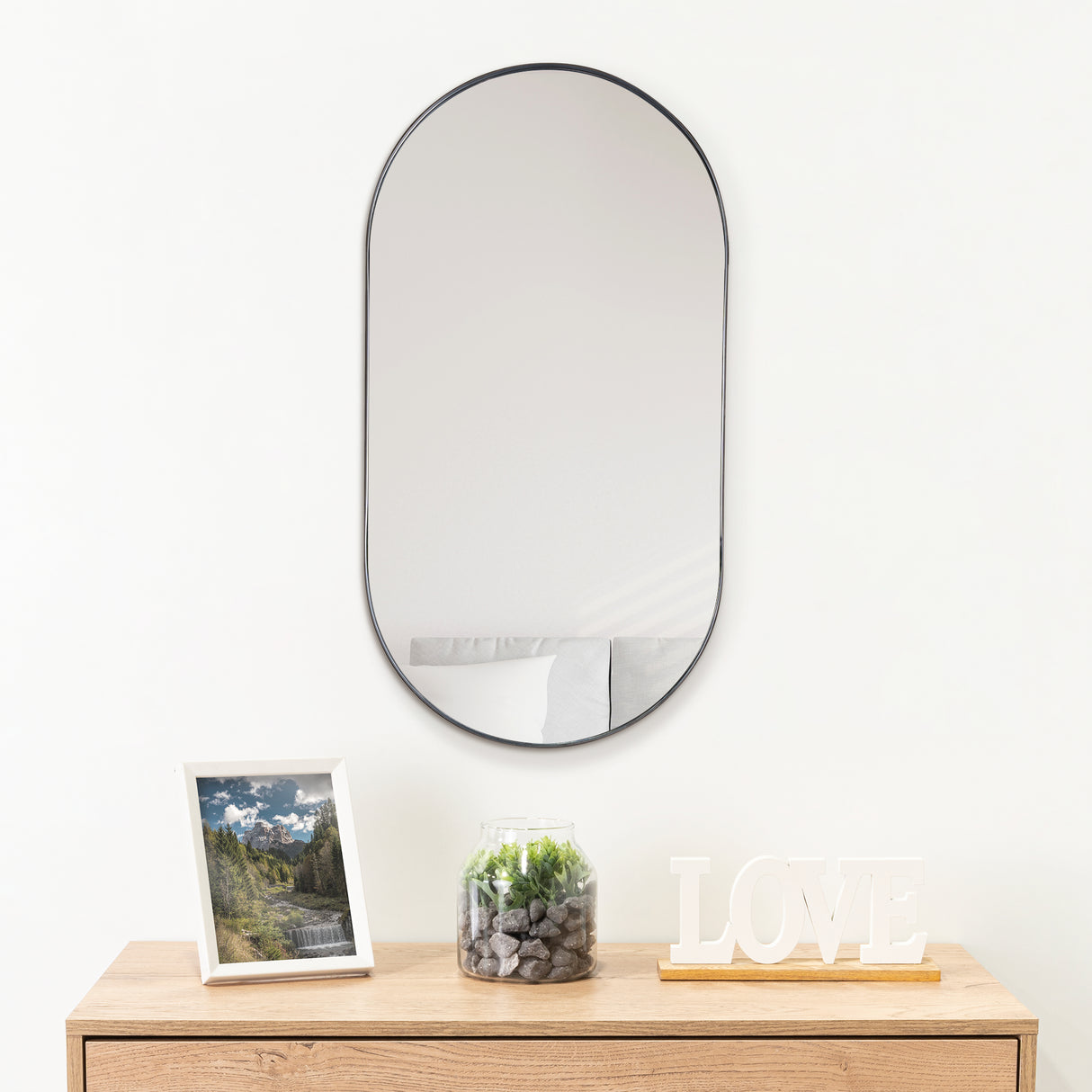 Espejo de Baño Grecia Negro 40x76cm Ovalado con Marco En PVC - ESPEJOS DE BANHO | Bylmo