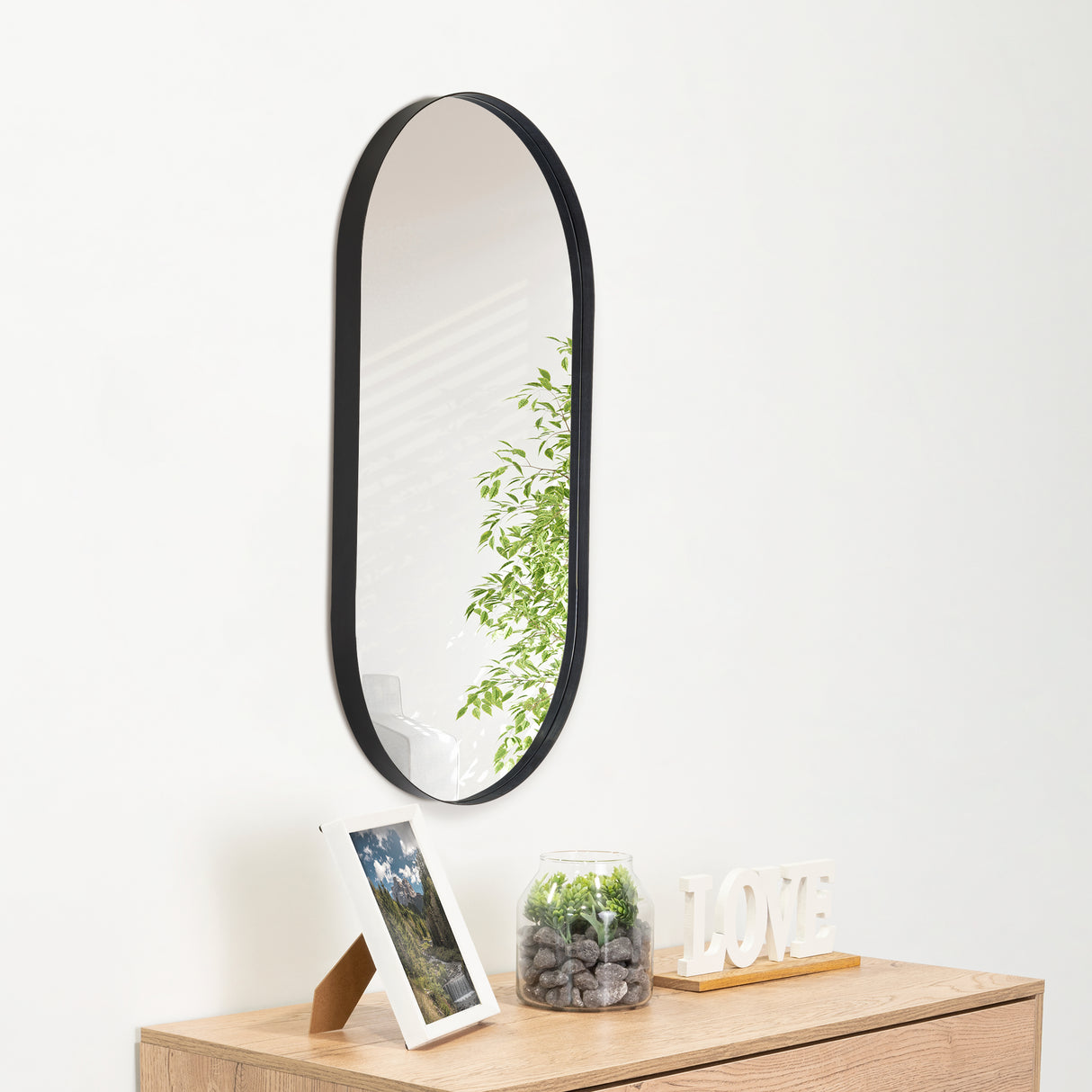 Espejo de Baño Grecia Negro 40x76cm Ovalado con Marco En PVC - ESPEJOS DE BANHO | Bylmo