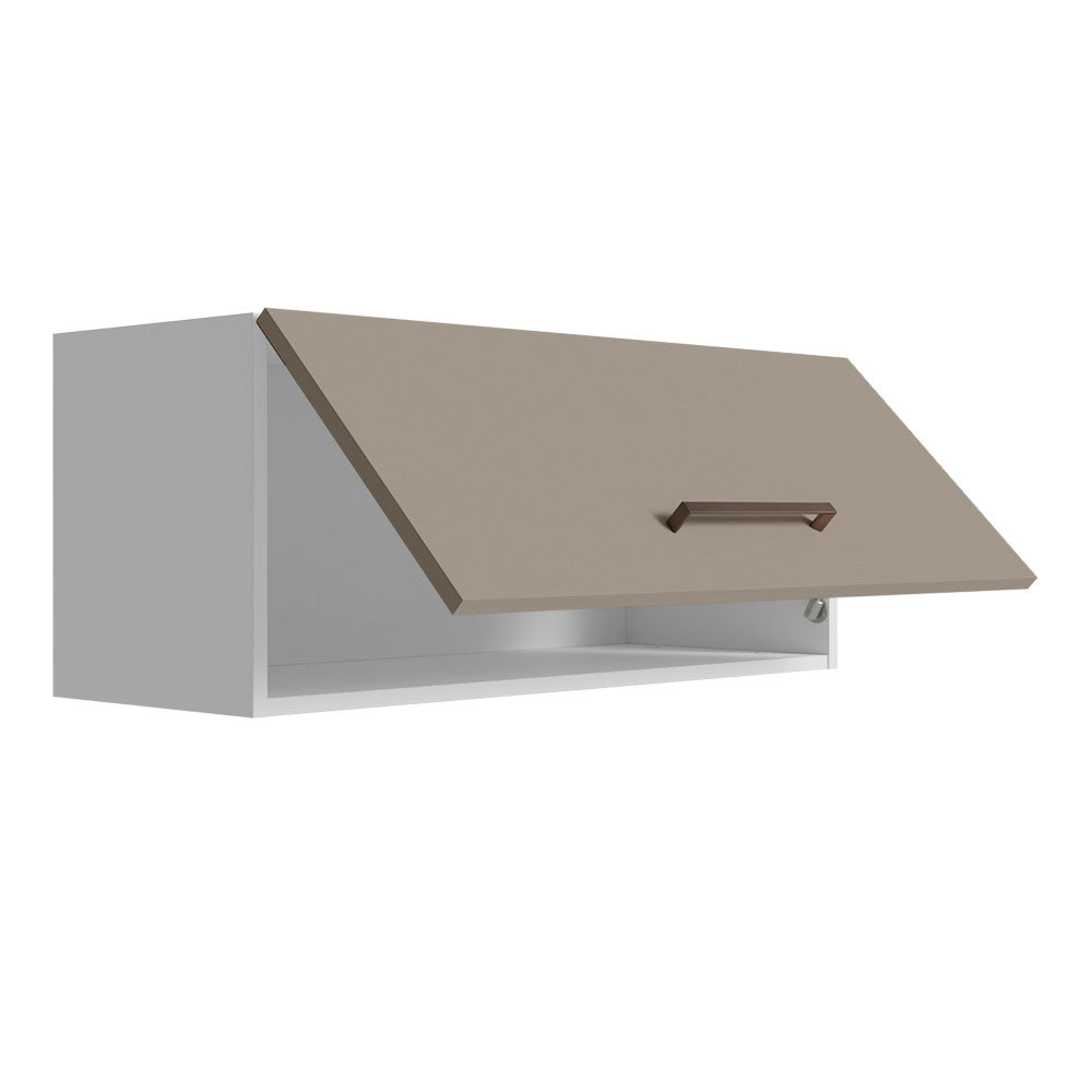 Gabinete Superior de Garaje Blanco y Crema 80x33cm Resistente a la Humedad con Un Compartimiento - GABINETES SUPERIORES PARA GARAJE | Bylmo