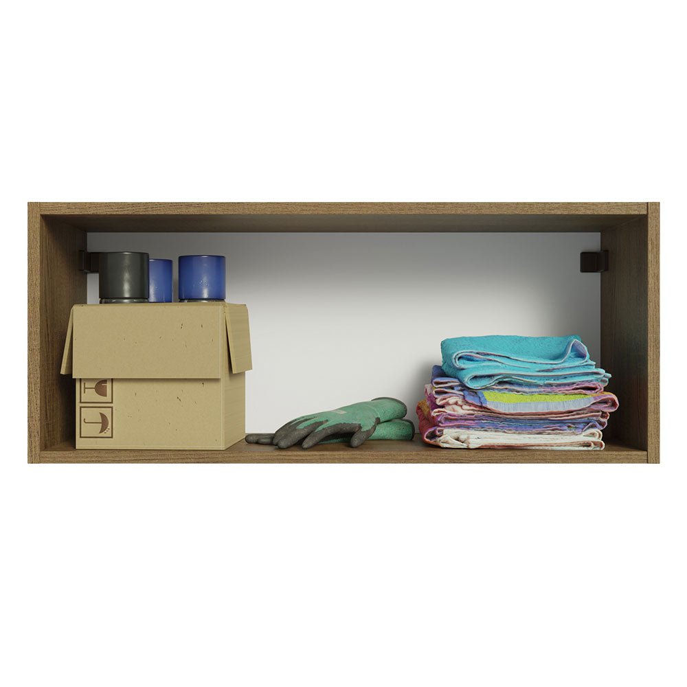 Gabinete Superior de Garaje Marron y Blanco 80x33cm Resistente a la Humedad con Un Compartimiento - GABINETES SUPERIORES PARA GARAJE | Bylmo