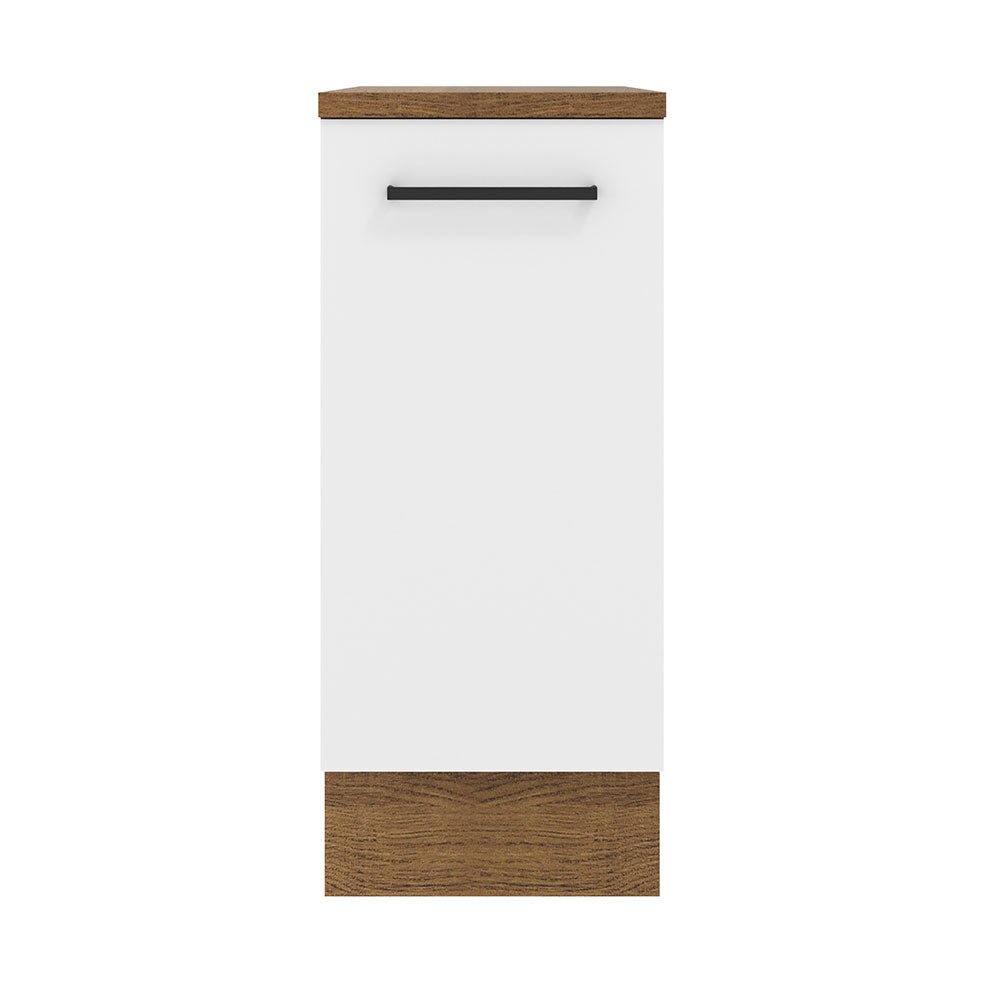 Mueble Inferior de Cocina Agata Marron y Blanco 35x84cm Sin Cajones con Mesón de Madera y sin Estufa - MUEBLES INFERIORES DE COCINA | Bylmo