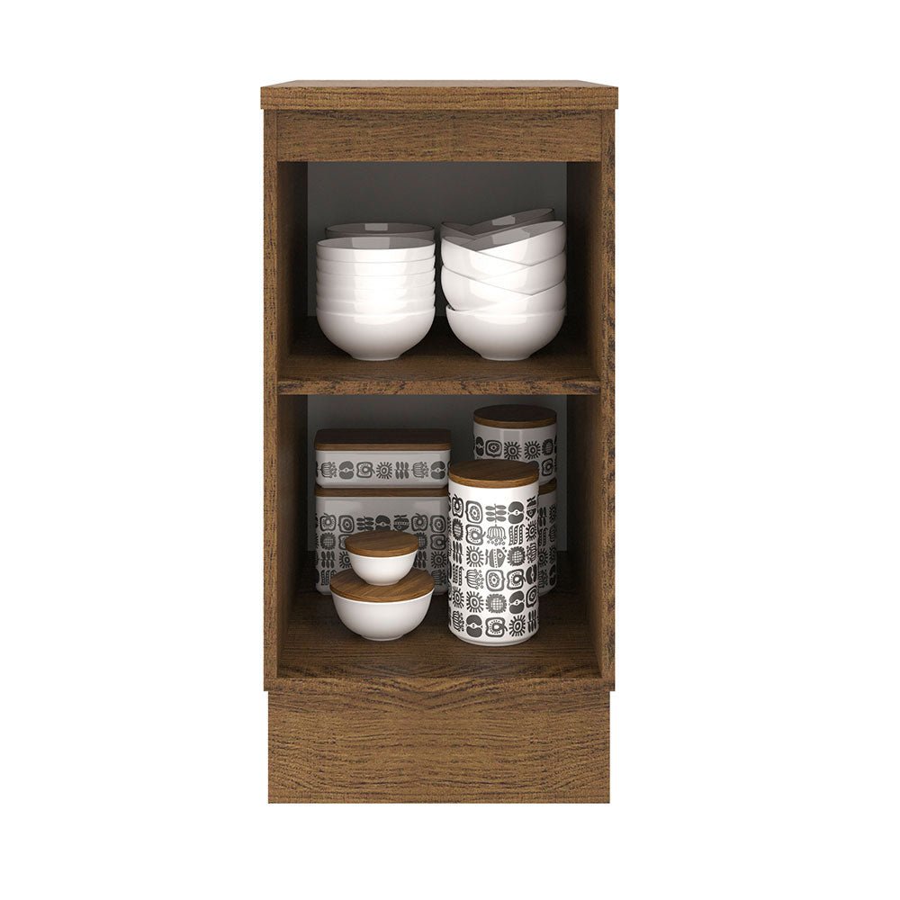 Mueble Inferior de Cocina Agata Marron y Blanco 40x84cm Sin Cajones con Mesón de Madera y sin Estufa - MUEBLES INFERIORES DE COCINA | Bylmo
