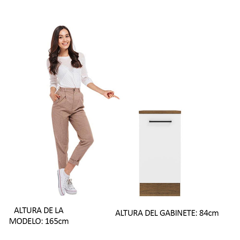 Mueble Inferior de Cocina Agata Marron y Blanco 40x84cm Sin Cajones con Mesón de Madera y sin Estufa - MUEBLES INFERIORES DE COCINA | Bylmo