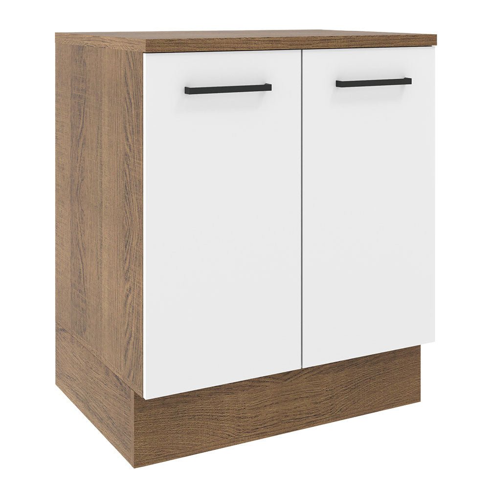 Mueble Inferior de Cocina Agata Marron y Blanco 70x84cm Sin Cajones con Mesón de Madera y sin Estufa - MUEBLES INFERIORES DE COCINA | Bylmo