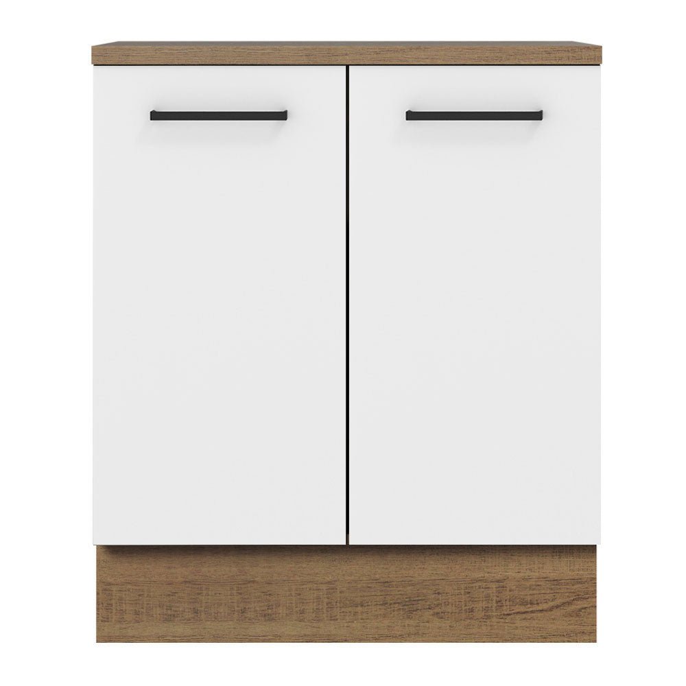 Mueble Inferior de Cocina Agata Marron y Blanco 70x84cm Sin Cajones con Mesón de Madera y sin Estufa - MUEBLES INFERIORES DE COCINA | Bylmo