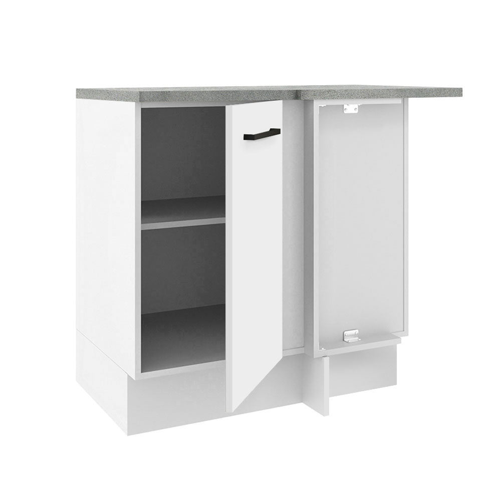 Mueble Inferior de Cocina Esquinero Agata Blanco 94x84cm Sin Cajones con Mesón de Madera y sin Estufa - MUEBLES INFERIORES DE COCINA | Bylmo