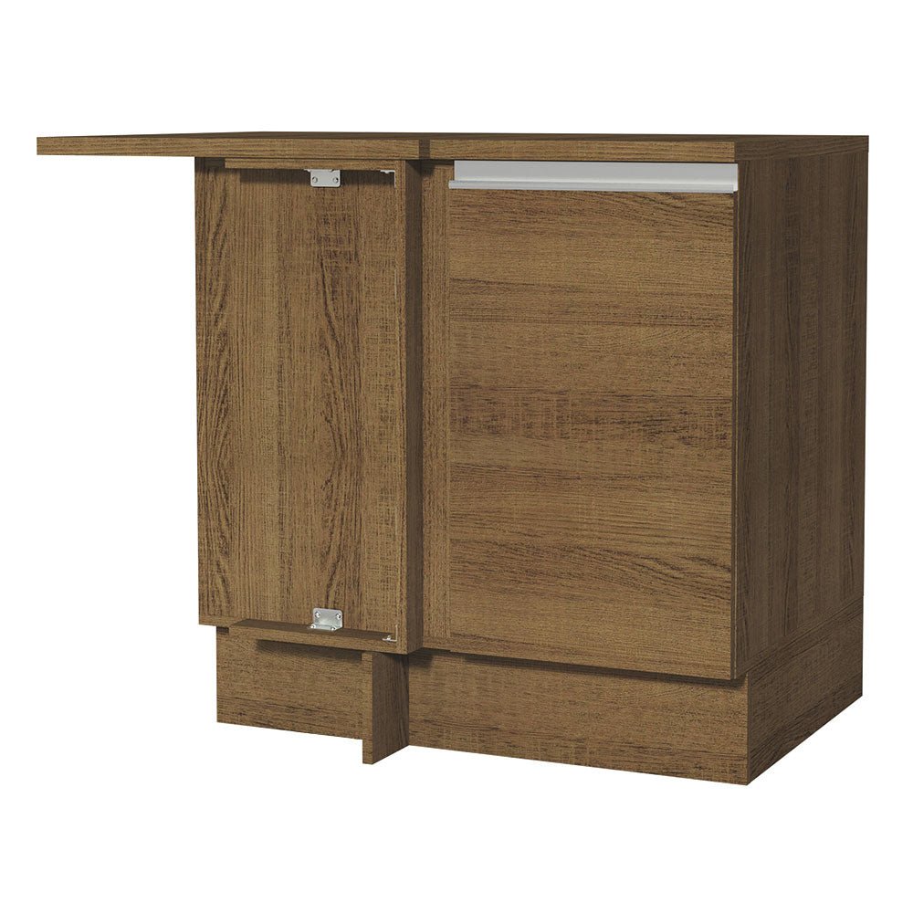 Mueble Inferior de Cocina Esquinero Glamy Marron 94x84cm Sin Cajones con Mesón de Madera y sin Estufa - MUEBLES INFERIORES DE COCINA | Bylmo