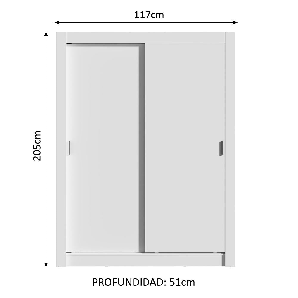 Closet Denver Blanco 117x205cm con Cinco Compartimientos y con Dos Puertas - CLOSETS | Bylmo