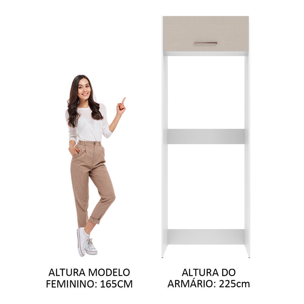 Mueble Auxiliar para Nevera Agata Blanco y Crema 83x225cm con Dos Compartimientos - BARRAS Y MUEBLES AUXILIARES | Bylmo