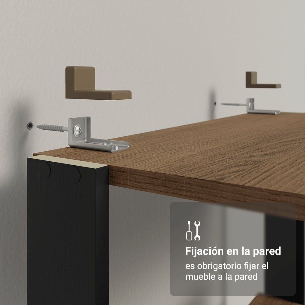 Combo Gabinete y Repisa Negro y Marron 164x180cm con Ocho Compartimientos - BARRAS Y MUEBLES AUXILIARES | Bylmo
