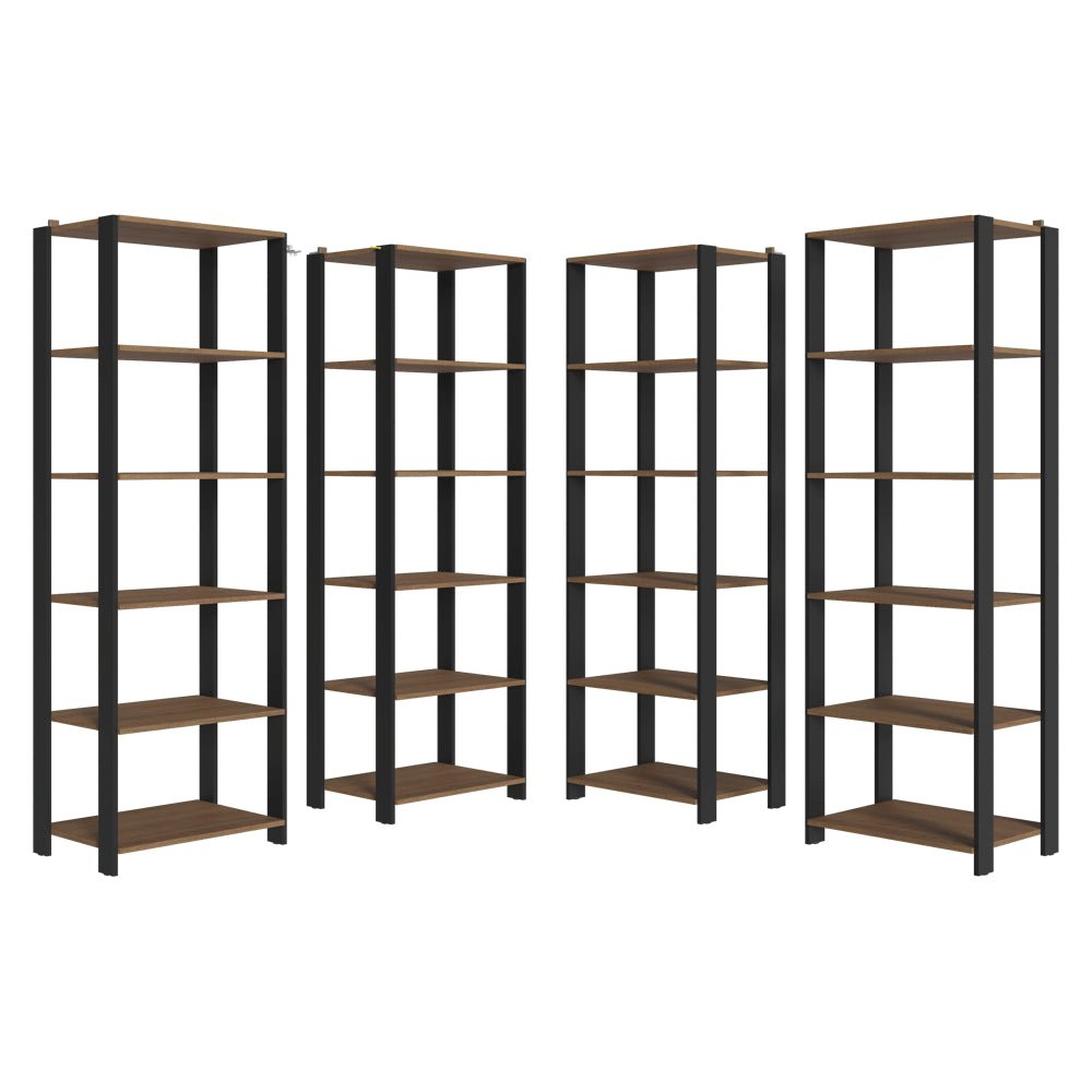 Set X 4 Muebles Organizadores de Despensa Esquinero Marron y Negro 236x180cm con Patas y con Veinte Repisas - ALACENAS Y MUEBLES MICROONDAS | Bylmo
