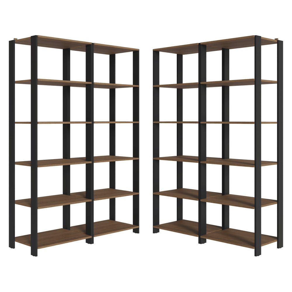 Set X 4 Muebles Organizadores de Despensa Esquinero Marron y Negro 236x180cm con Patas y con Veinte Repisas - ALACENAS Y MUEBLES MICROONDAS | Bylmo