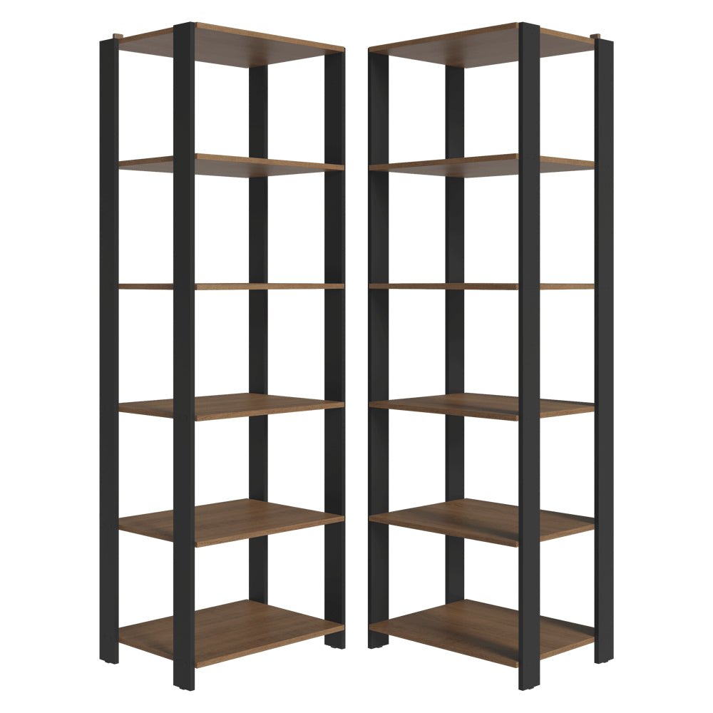 Set X 2 Muebles Organizadores de Despensa Esquinero Marron y Negro 118x180cm con Patas y con Diez Repisas - ALACENAS Y MUEBLES MICROONDAS | Bylmo