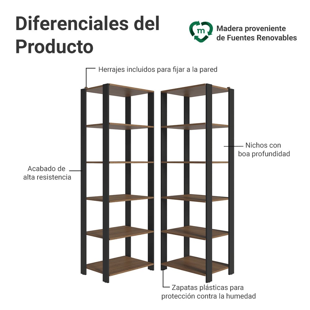 Set X 2 Muebles Organizadores de Despensa Esquinero Marron y Negro 118x180cm con Patas y con Diez Repisas - ALACENAS Y MUEBLES MICROONDAS | Bylmo