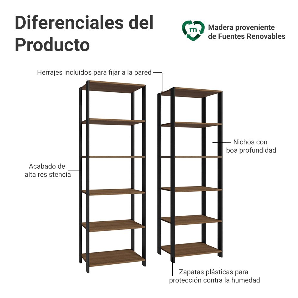 Set X 2 Muebles Organizadores de Despensa Marron y Negro 118x180cm con Patas y con Diez Repisas - ALACENAS Y MUEBLES MICROONDAS | Bylmo