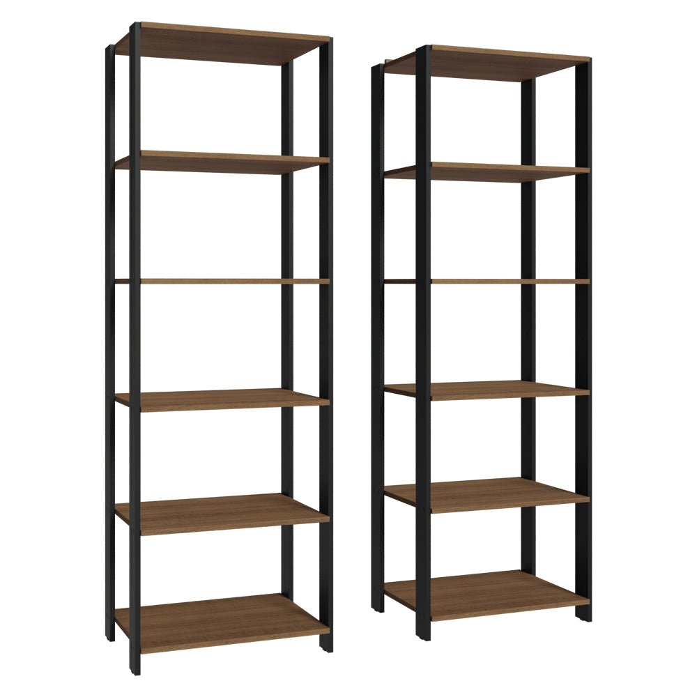 Set X 2 Muebles Organizadores de Despensa Marron y Negro 118x180cm con Patas y con Diez Repisas - ALACENAS Y MUEBLES MICROONDAS | Bylmo