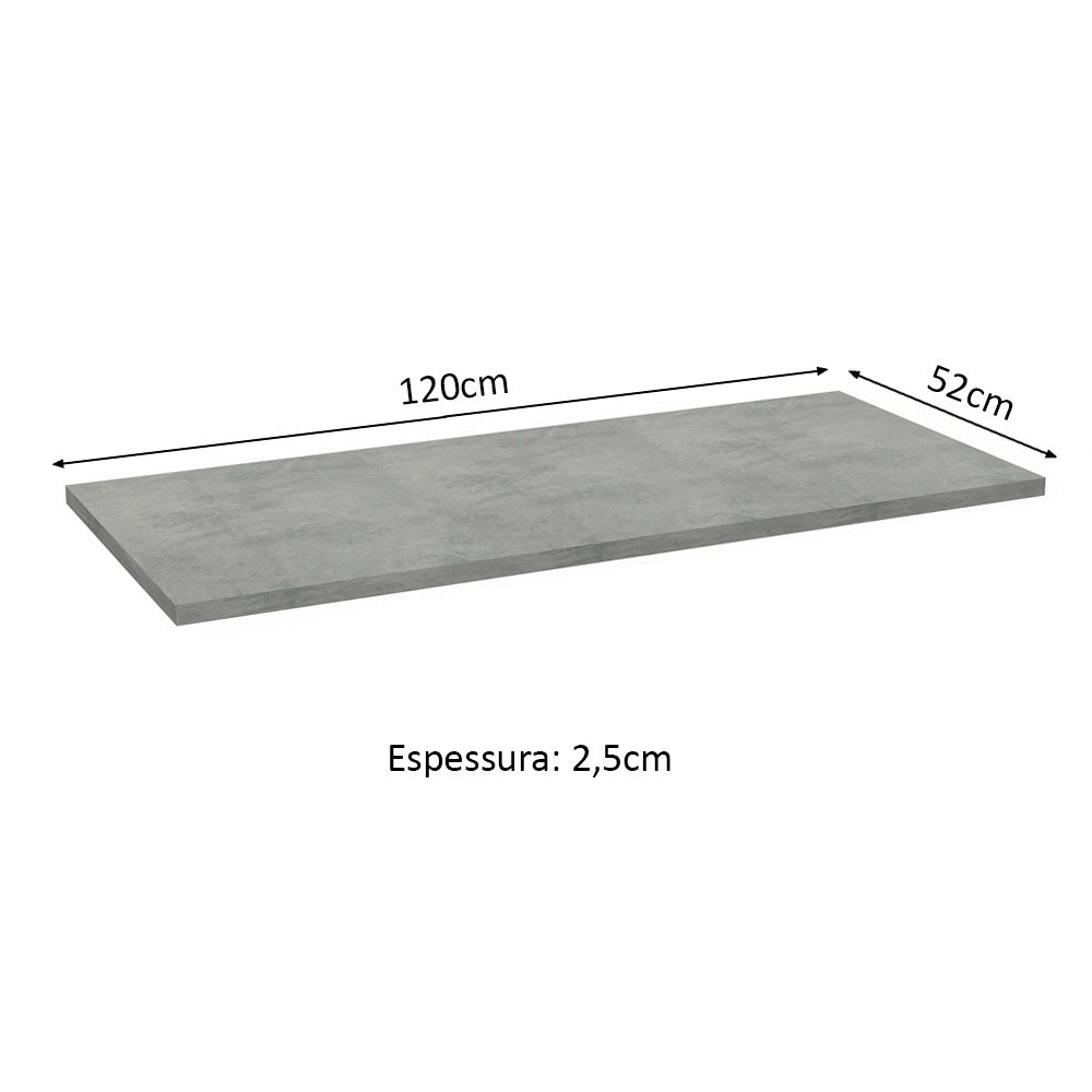 Mesón de Cocina Gris 120x52cm de Madera Aglomerada Mdp Acabado Mate sin Pozuelo - MESONES DE COCINA | Bylmo
