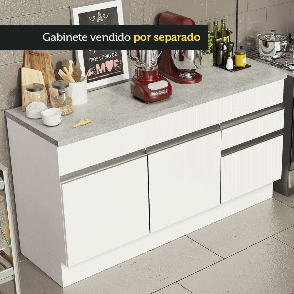 Mesón de Cocina Gris 150x52cm de Madera Aglomerada Mdp Acabado Mate sin Pozuelo - MESONES DE COCINA | Bylmo