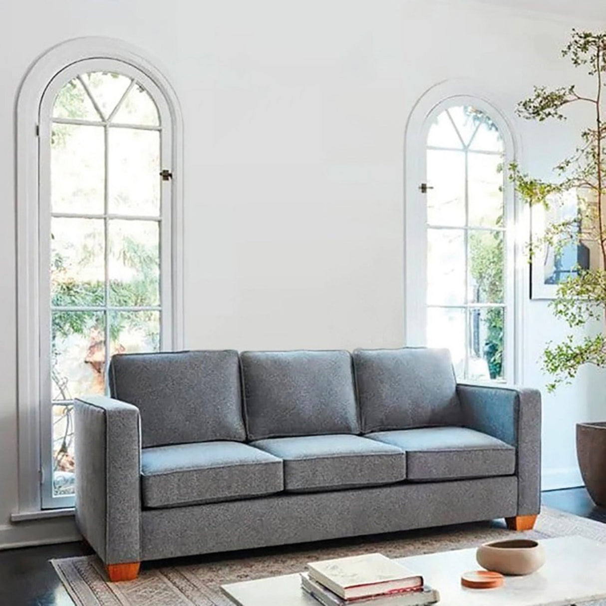 Sofá Erika Gris 200x80cm Cuero Sintetico Ecológico de Un Puesto - SOFAS Y POLTRONAS | Bylmo