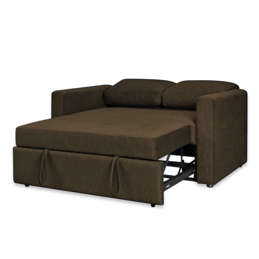 Sofá Cama Nápoles Café 180x90cm Cuero Sintetico Ecológico de Un Puesto Reclinable con Reposapies - SOFAS Y POLTRONAS | Bylmo