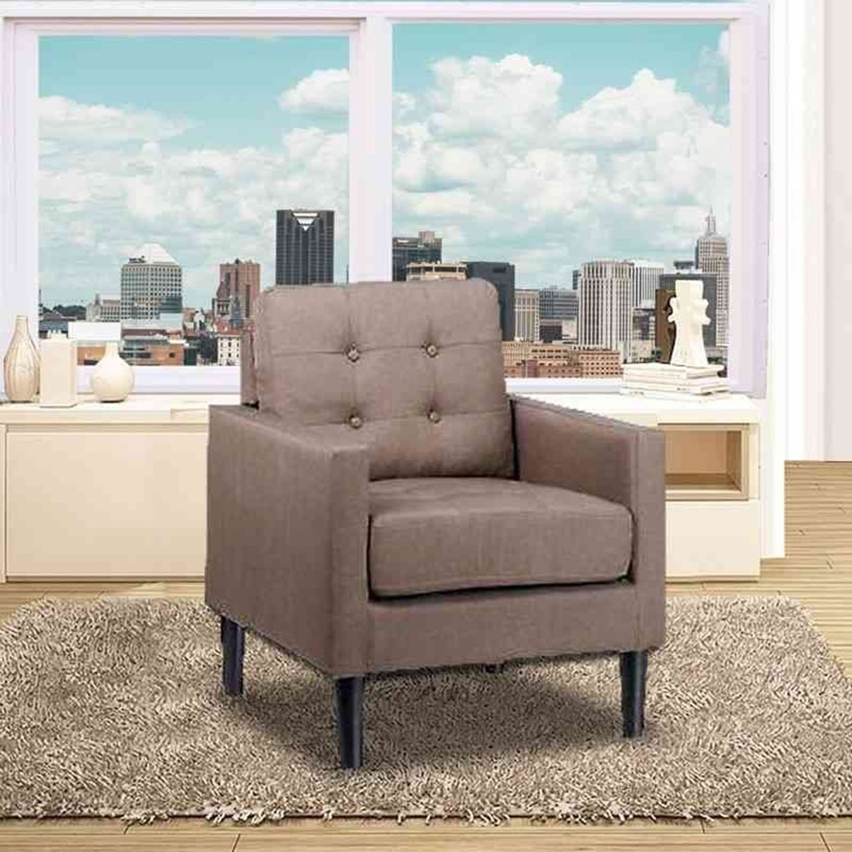Silla Poltrona Boss Café 90x90cm Microfibra de Un Puesto - SOFAS Y POLTRONAS | Bylmo