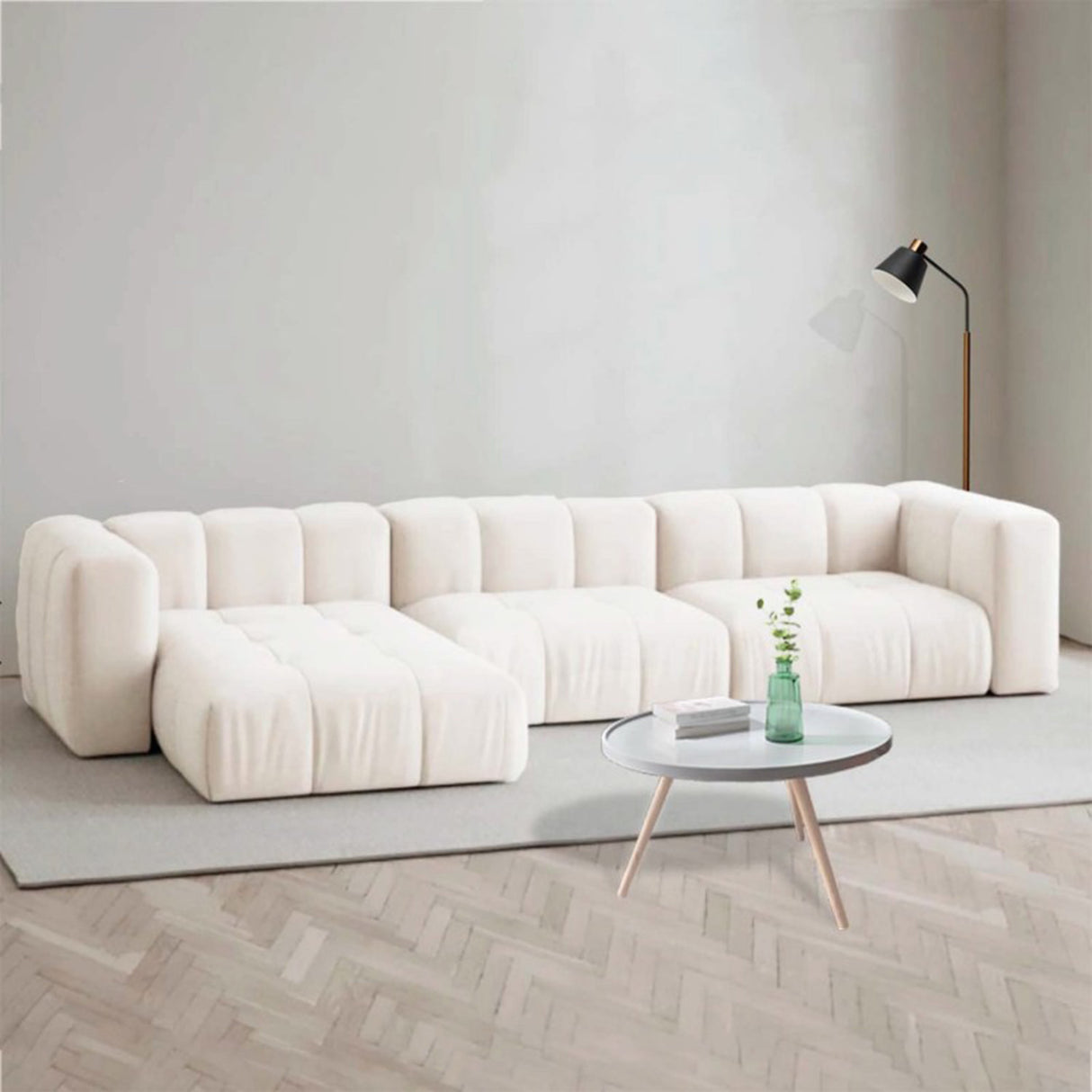 Sofá Salento Blanco 260x80cm Cuero Sintetico Ecológico de Tres Puestos - SOFAS Y POLTRONAS | Bylmo