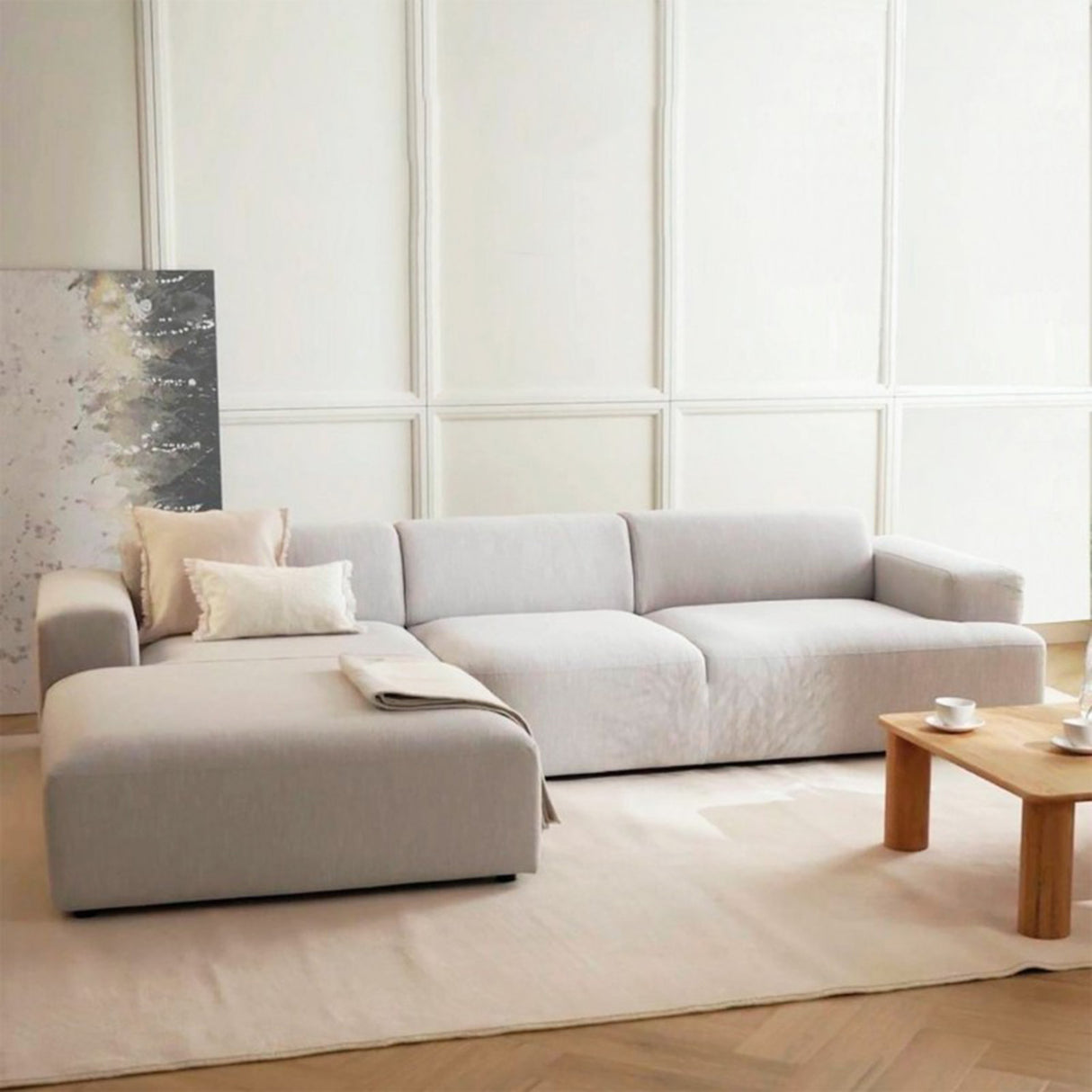 Sofá Montreal Blanco 240x70cm Microfibra de Tres Puestos - SOFAS Y POLTRONAS | Bylmo