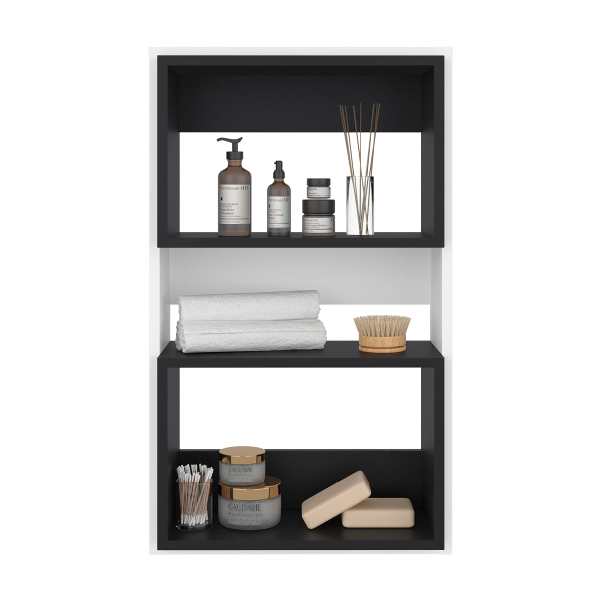 Ahorrador de Espacio Eco Blanco y Wengue 45x75.3cm Flotante con Dos Entrepaños - OTROS MUEBLES PARA BANHO | Bylmo