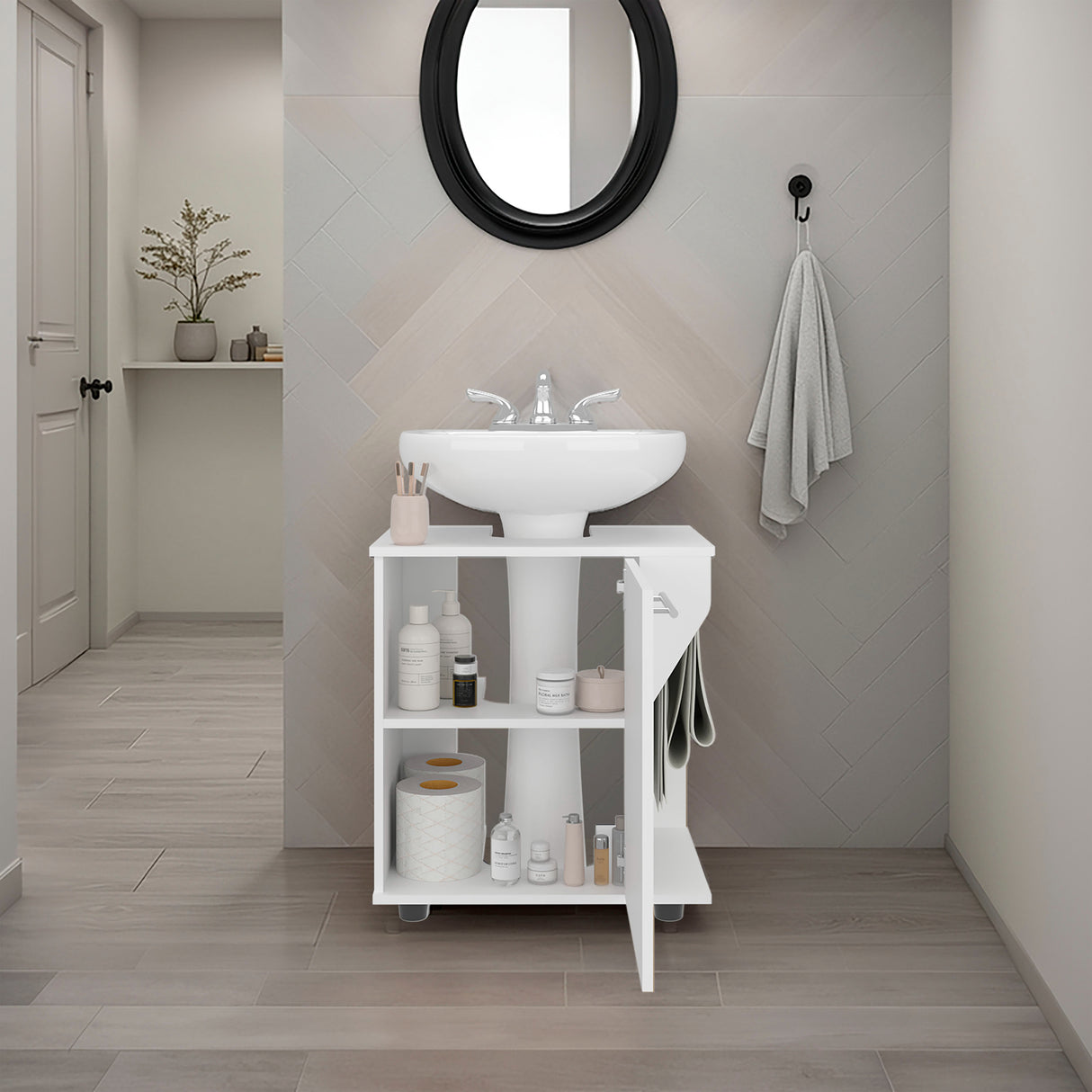 Mueble para Lavamanos Phillips Blanco 56x62.1cm Individual sin Lavamanos con Una Puerta - MUEBLES PARA LAVAMANOS | Bylmo