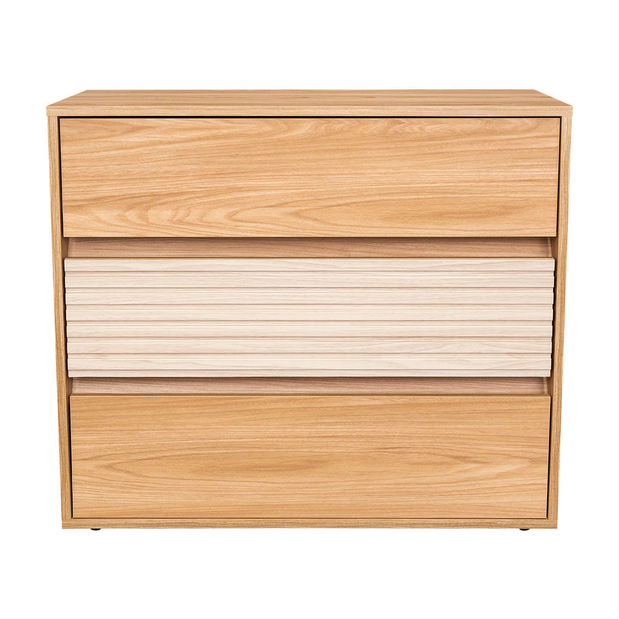 Cajonera Wanda Fresno Europeo y Roble Natural 80x71.3cm de Tres Hileras con Tres Cajones - CAJONERAS Y COMODAS | Bylmo